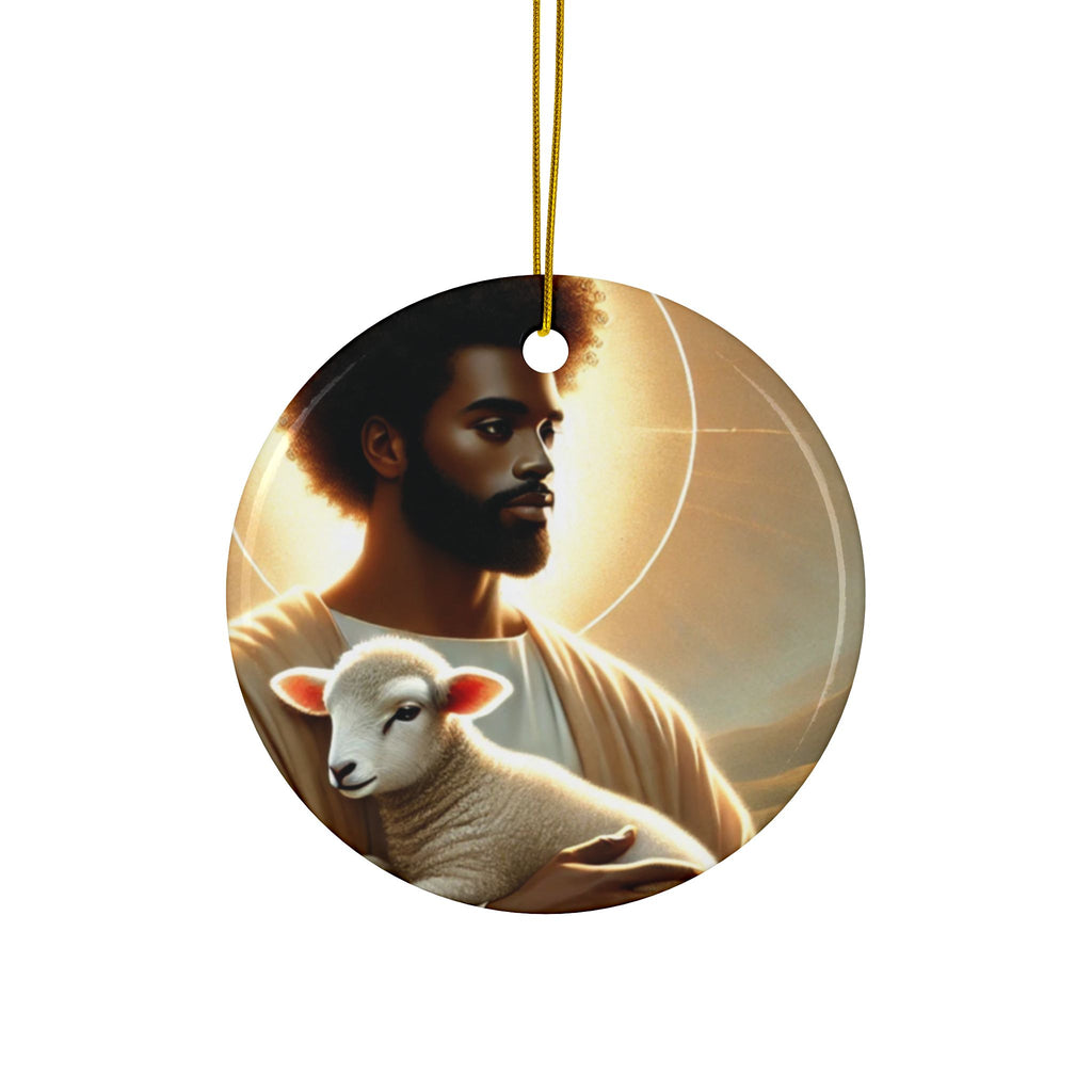 Black Jesus and Lamb Decorative Ceramic Ornaments, Double-Sided (1pc, 3pcs, 5pcs, 10pcs)
