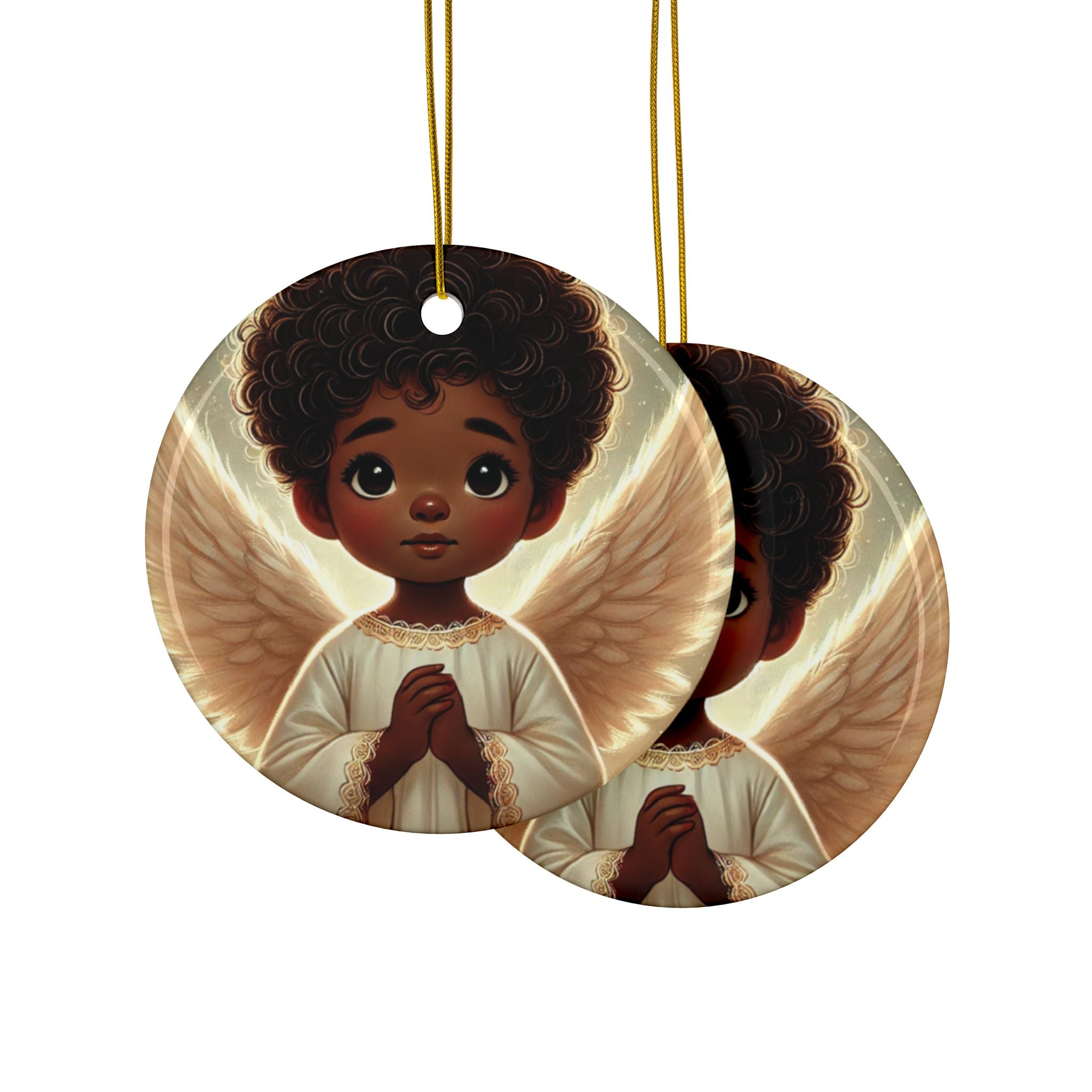 Black Angel Decorative Ceramic Ornaments, Double-Sided (1pc, 3pcs, 5pcs, 10pcs)