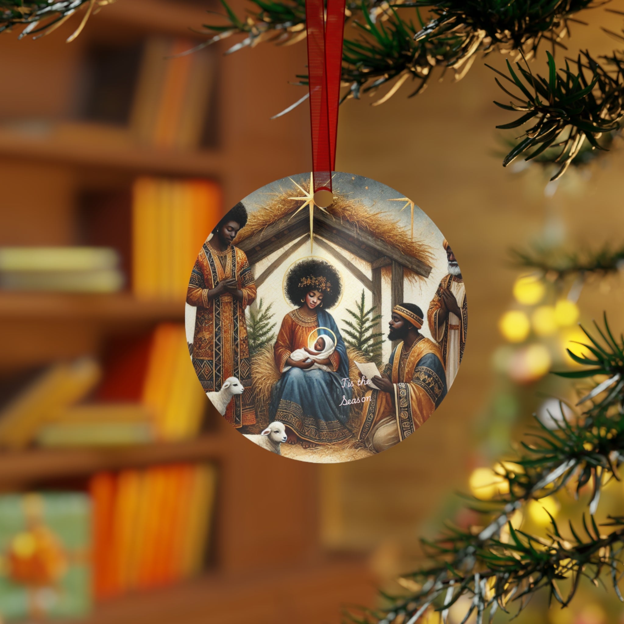 Black Nativity Metal Ornaments