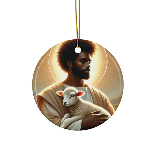 Black Jesus and Lamb Decorative Ceramic Ornaments, Double-Sided (1pc, 3pcs, 5pcs, 10pcs)