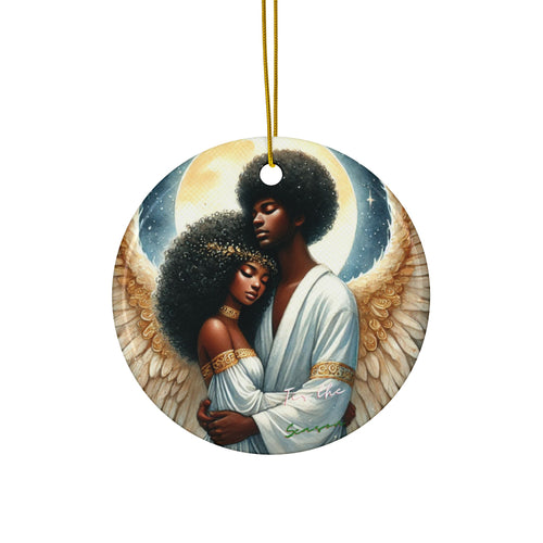 Black Nativity Angel Ceramic Ornaments, 2-Side Print, (1pc, 3pcs, 5pcs, 10pcs)