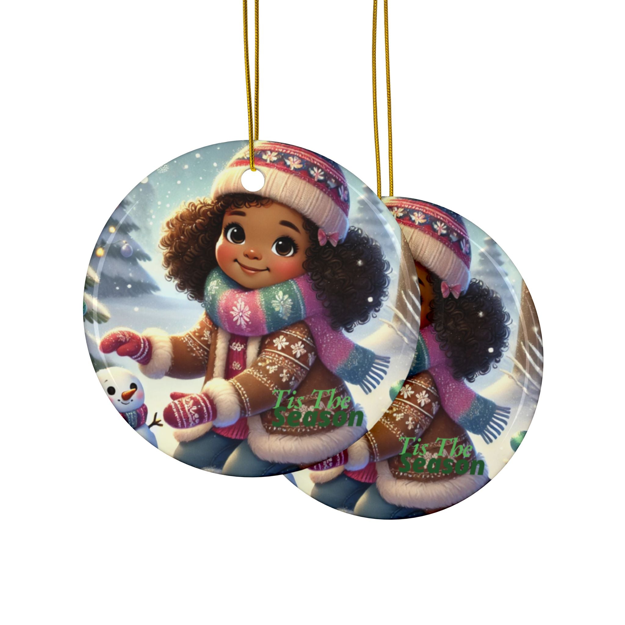 Winter Wonderland Ceramic Ornaments, 2-Side Print, (1pc, 3pcs, 5pcs, 10pcs)