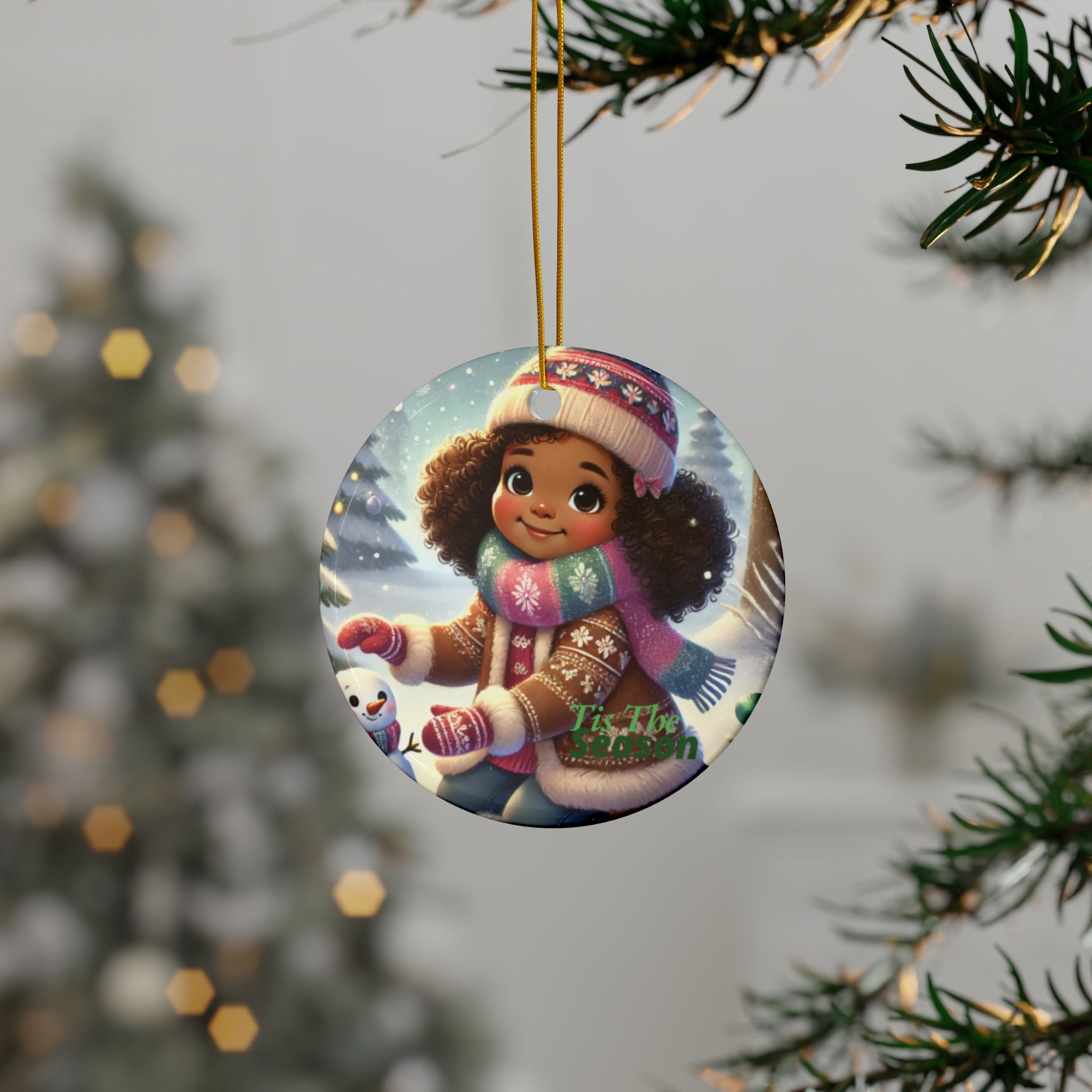 Winter Wonderland Ceramic Ornaments, 2-Side Print, (1pc, 3pcs, 5pcs, 10pcs)