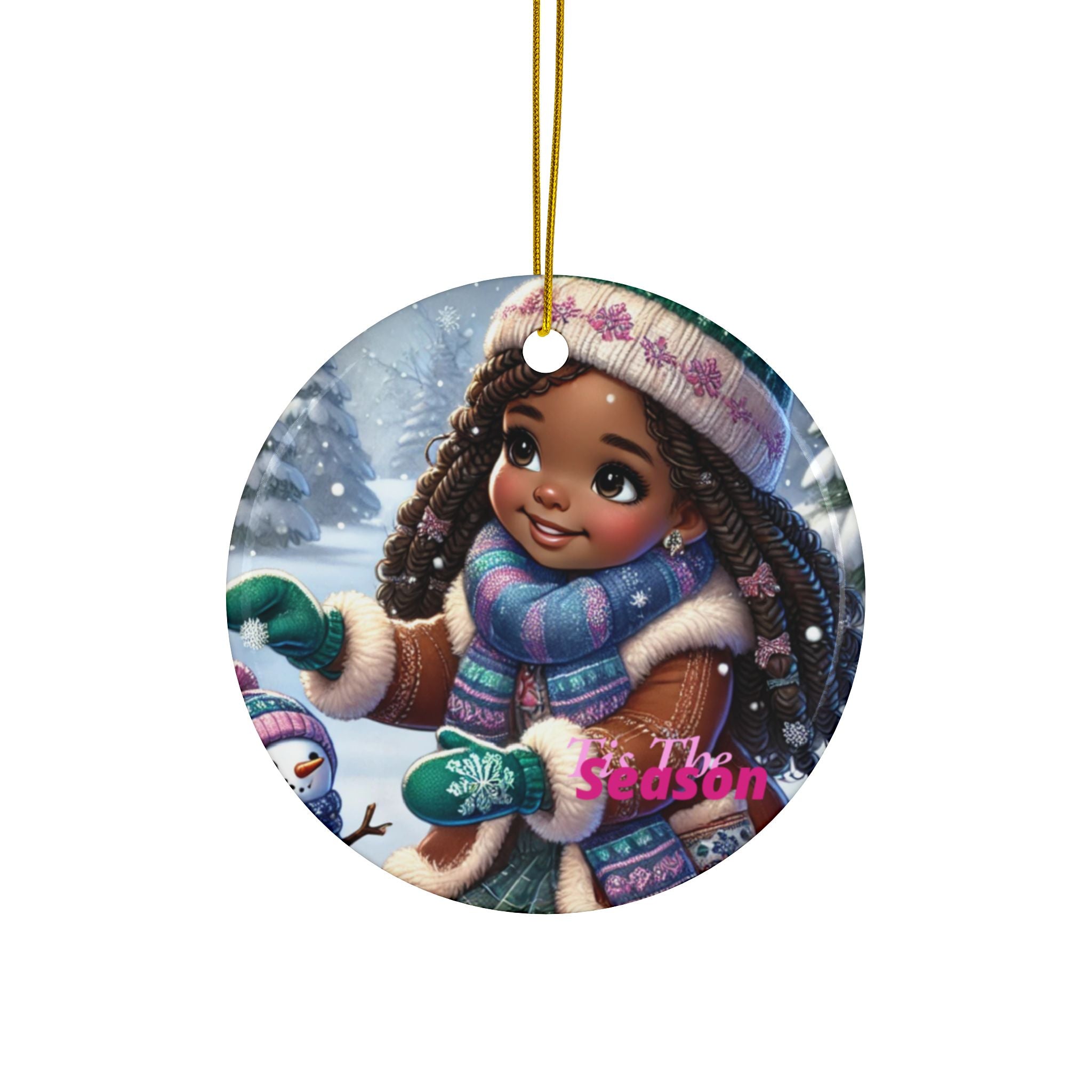 Christmas Wonderland Decorative Ceramic Ornaments, Double-Sided (1pc, 3pcs, 5pcs, 10pcs)