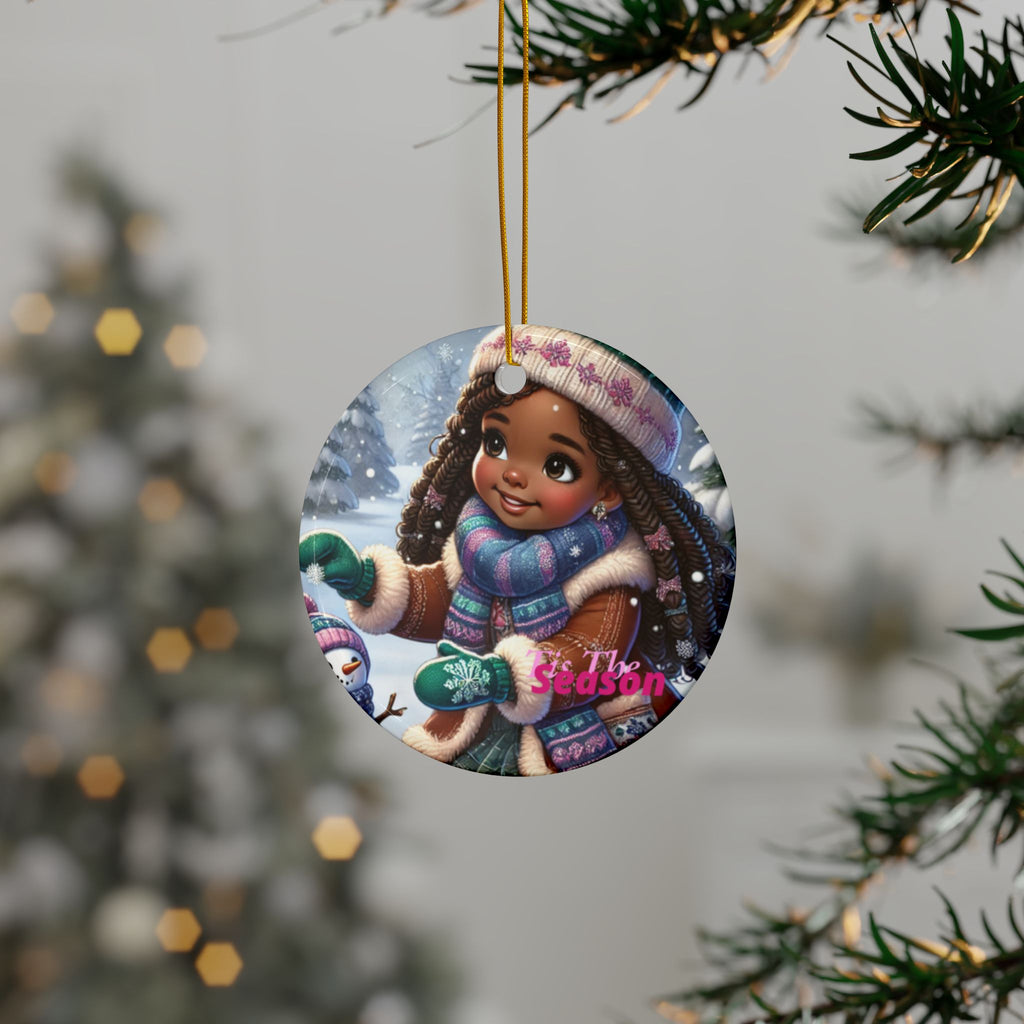 Christmas Wonderland Decorative Ceramic Ornaments, Double-Sided (1pc, 3pcs, 5pcs, 10pcs)