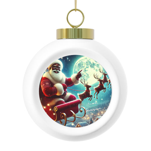 Black Santa Christmas Ball Ornament