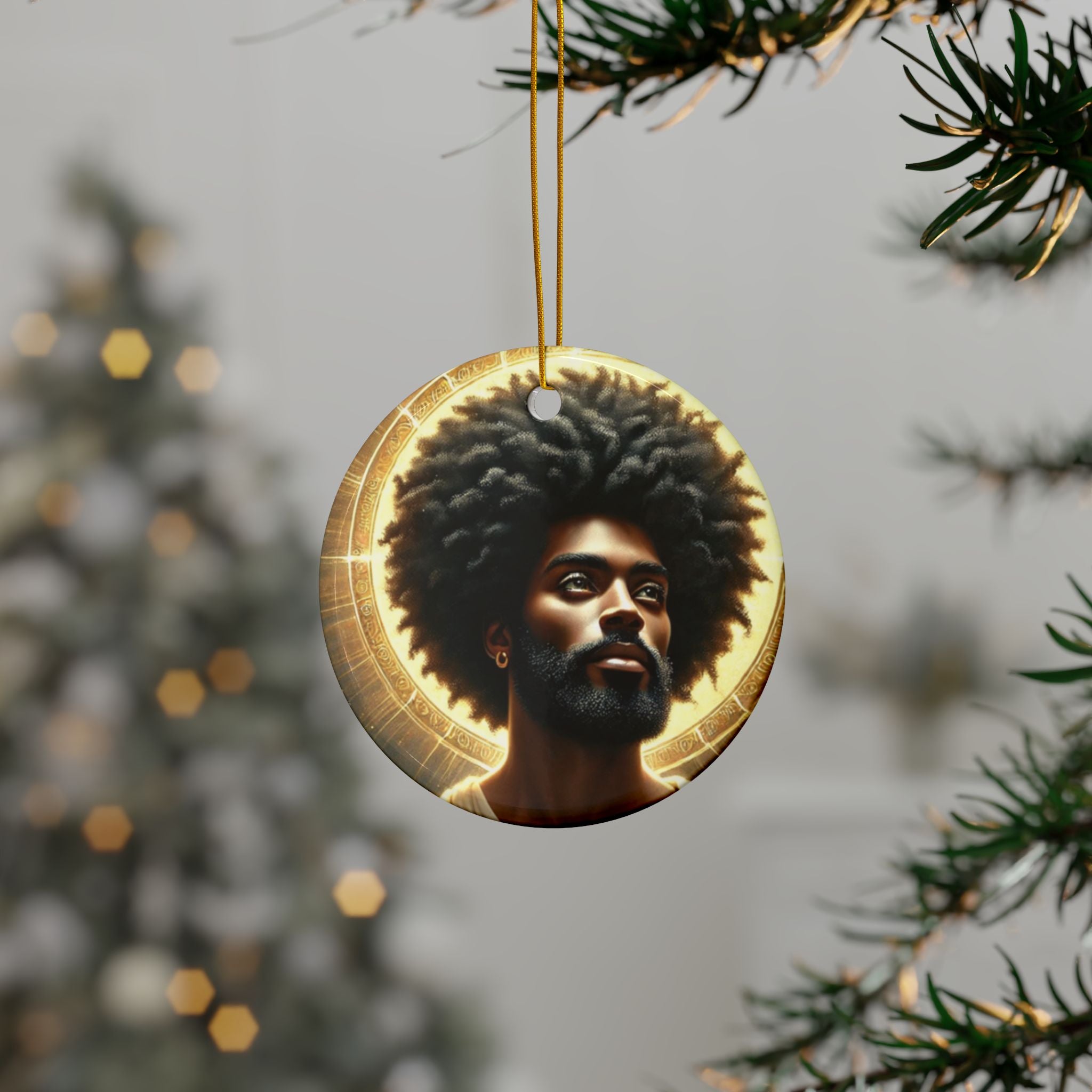 Decorative Black Nativity  Ceramic Ornaments, Double-Sided (1pc, 3pcs, 5pcs, 10pcs)