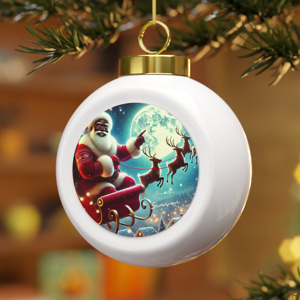 Black Santa Christmas Ball Ornament